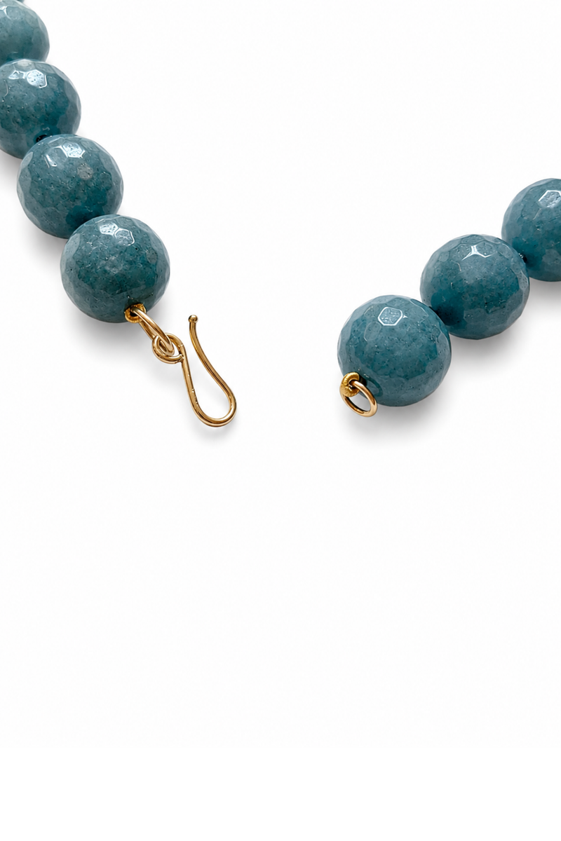 Angelite and Yellow Gold Necklace