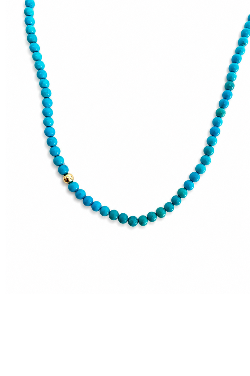 Choker Palline di turchese e Oro Giallo