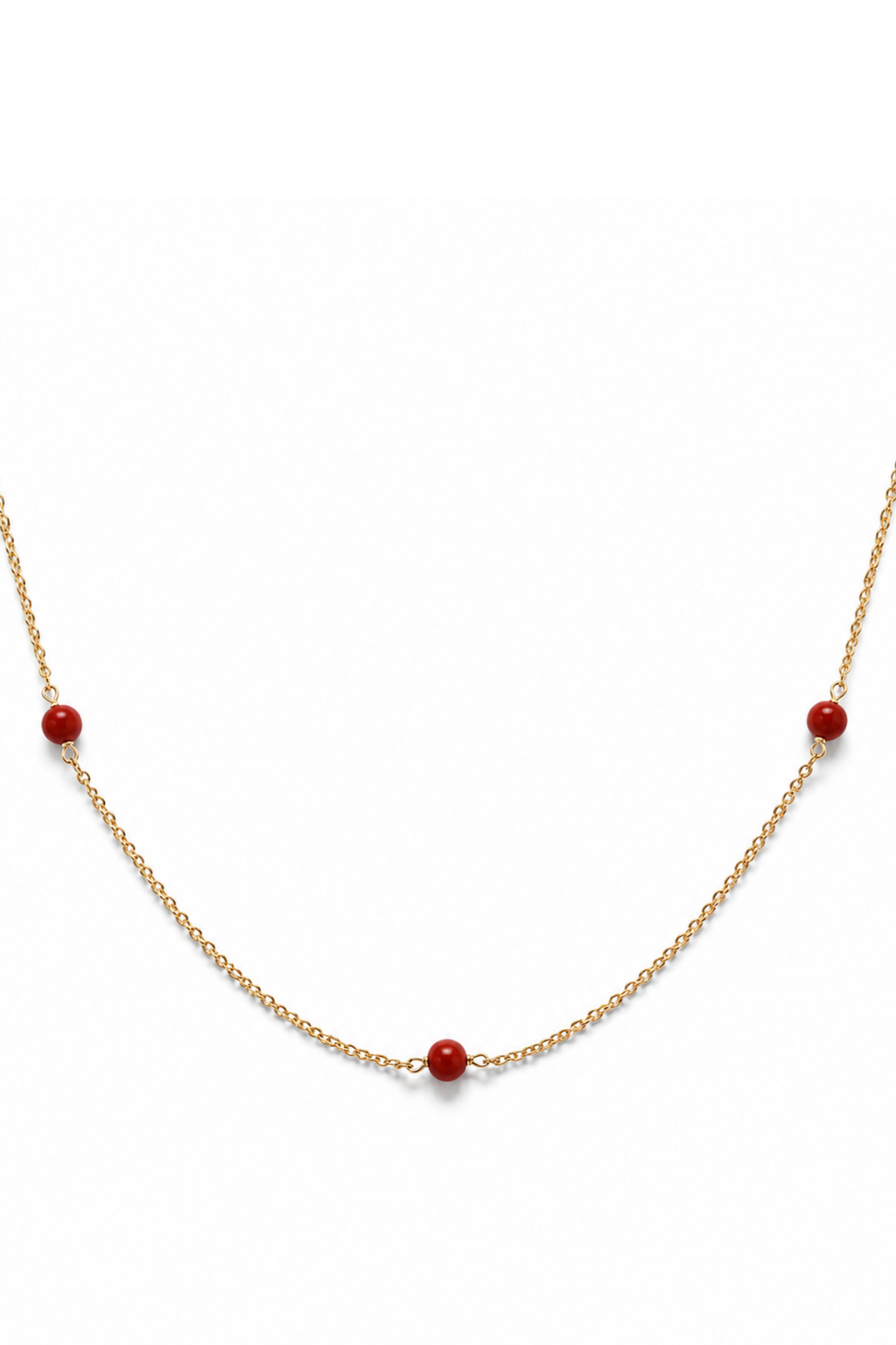 Collana Palline in Argento di corallo naturale
