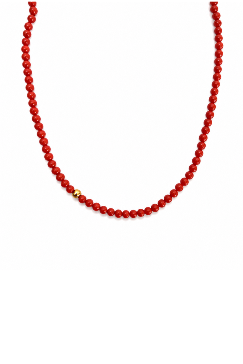 Choker Palline di corallo e Oro Giallo