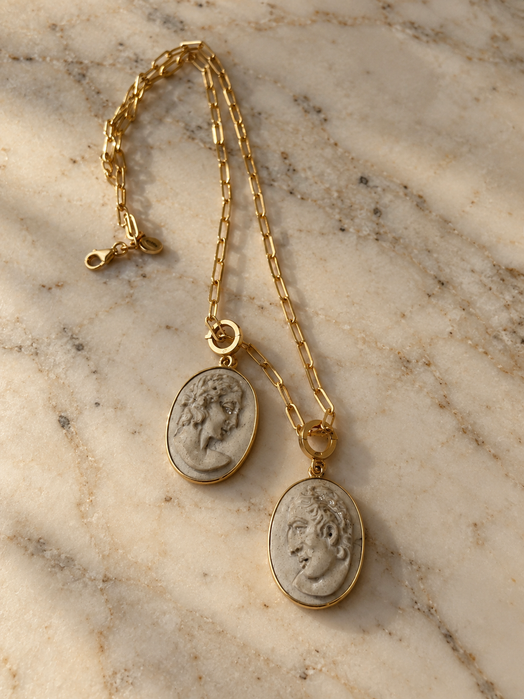 Achille Pendant in Lava Stone and Yellow Gold