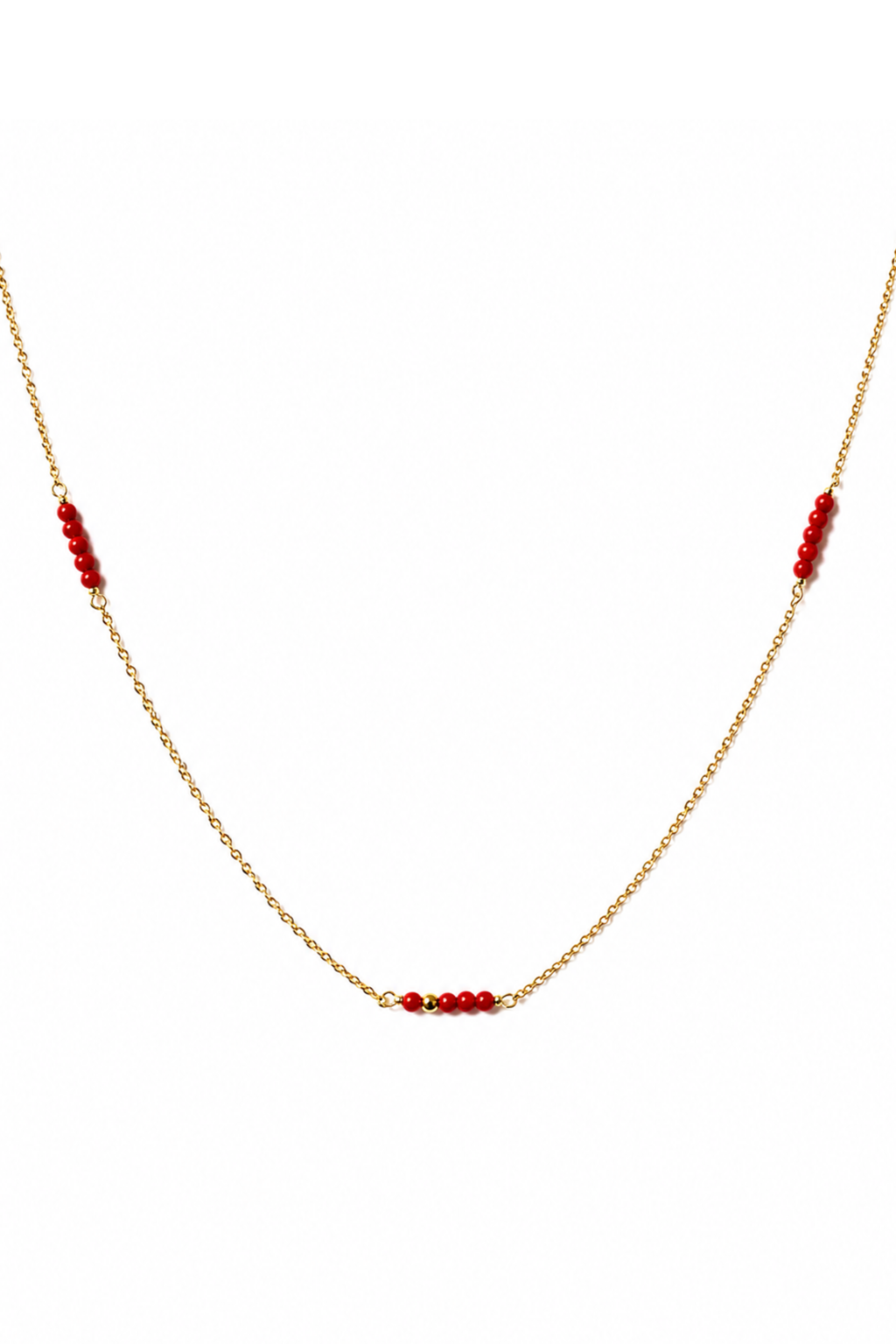 Collana Saint Tropez in Oro Giallo con perline di corallo