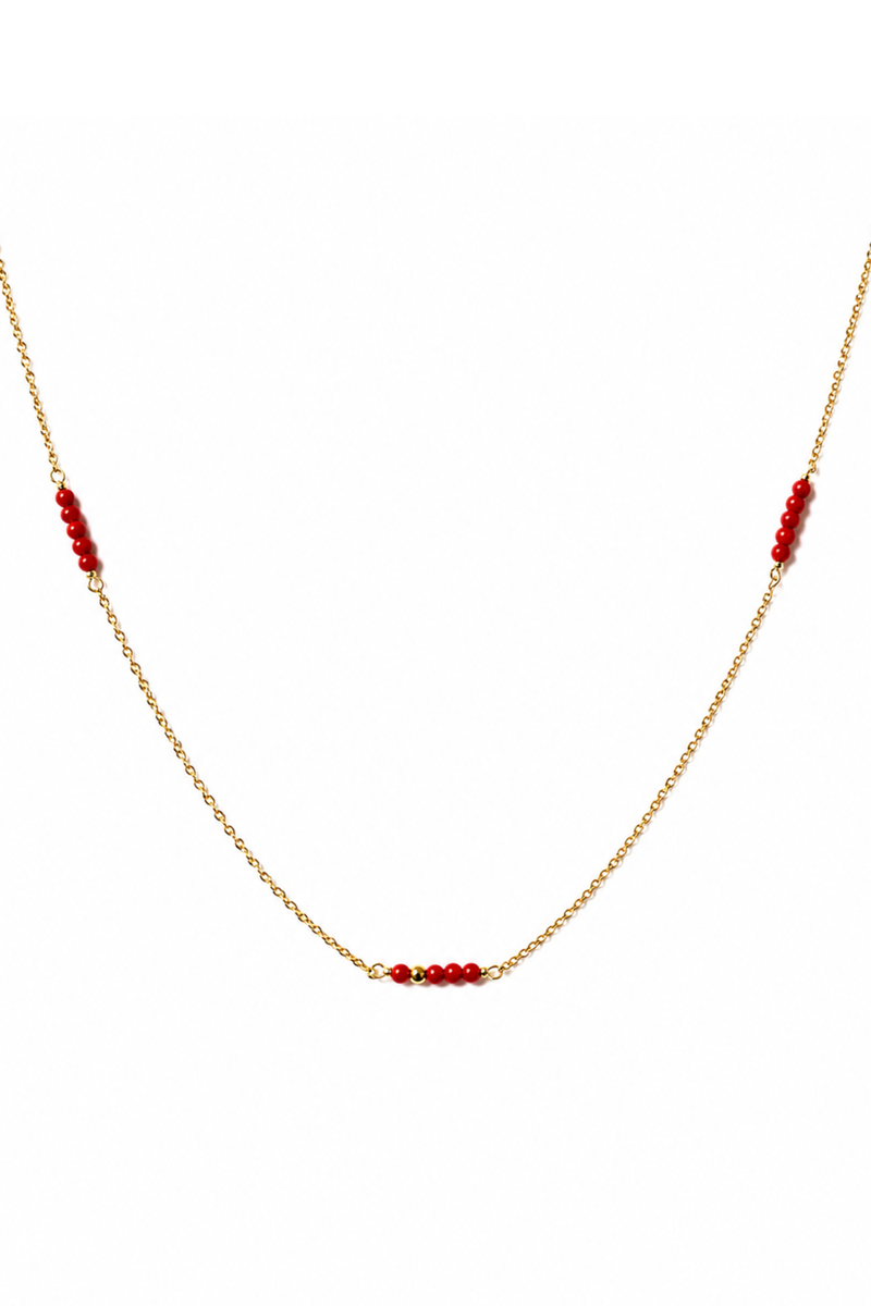 Collana Saint Tropez in Oro Giallo con perline di corallo