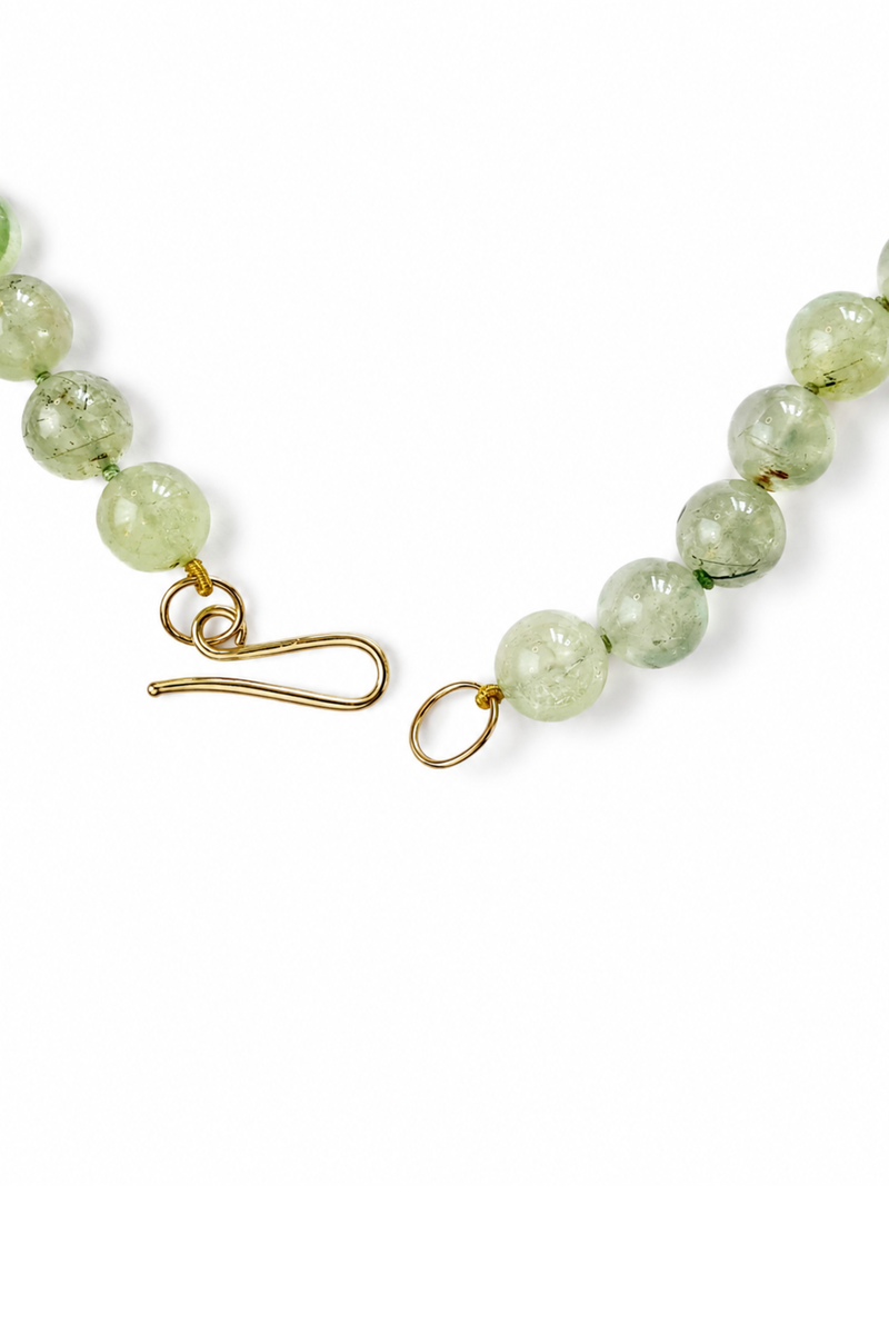 Prehnite and Yellow Gold Necklace