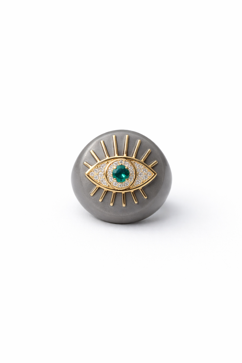 Anello Occhio di Smeraldo in Oro Giallo