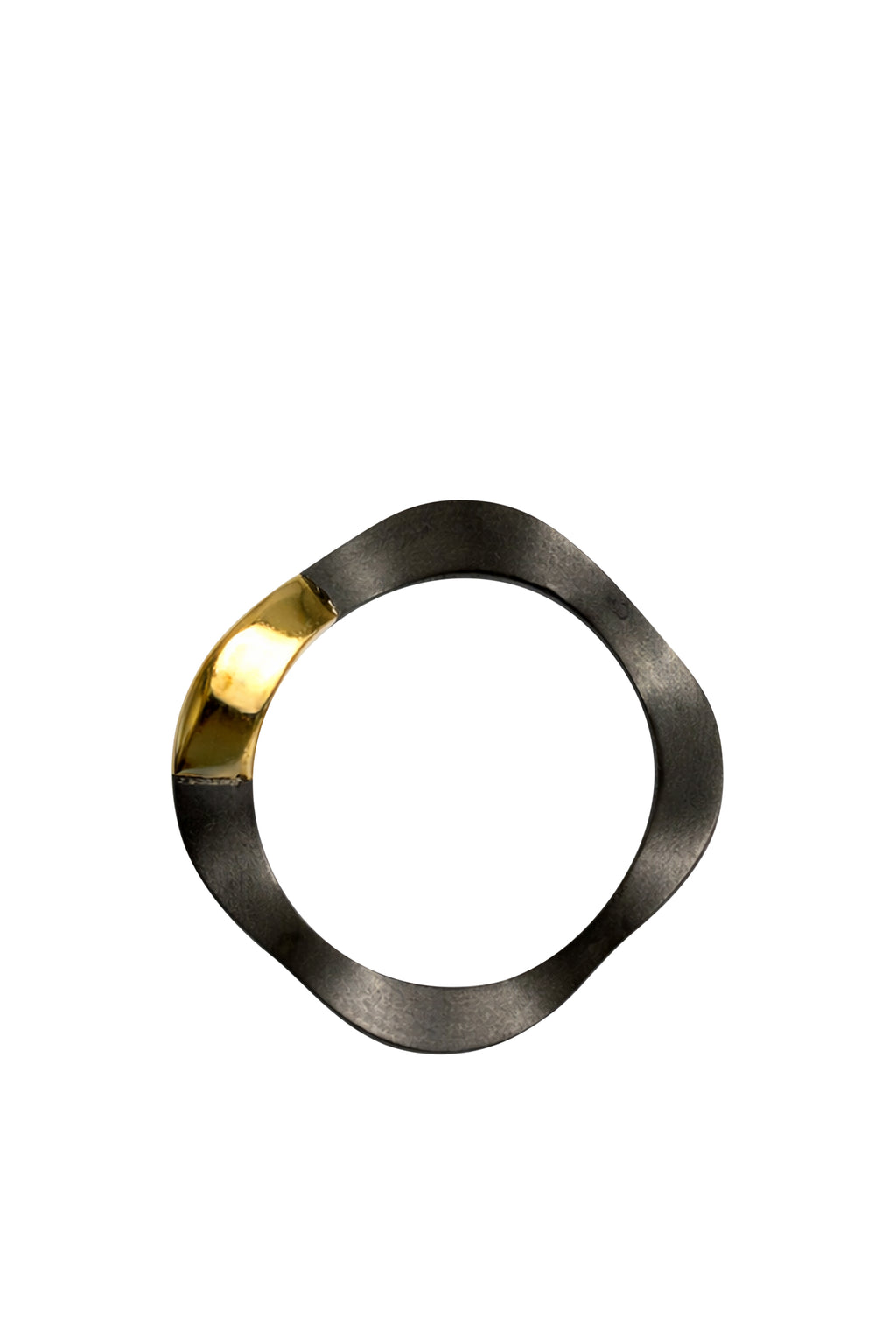 Anello Onda in Titanio e Oro Giallo