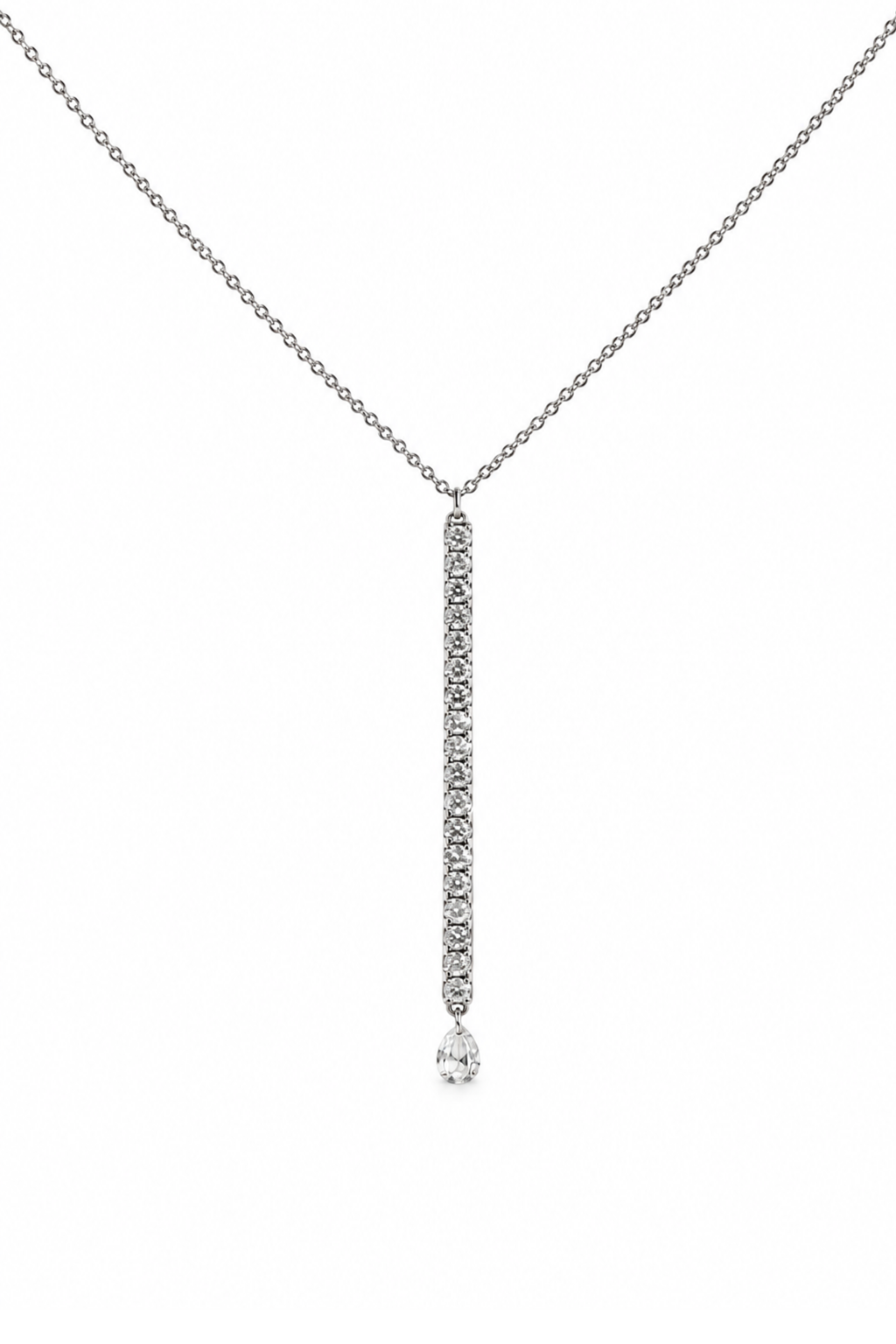 Collana Fiammifero con Goccia di Diamante in Oro Bianco