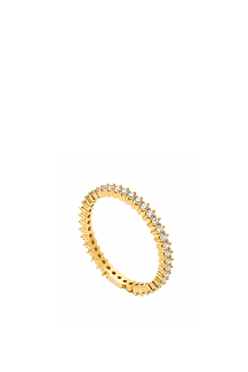 Yellow Gold and White Sapphire Eternity Ring