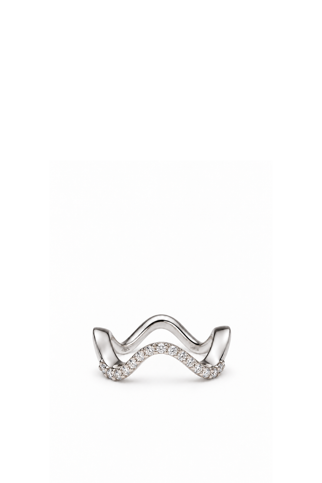 White Gold and Diamond Wave Wedding Band