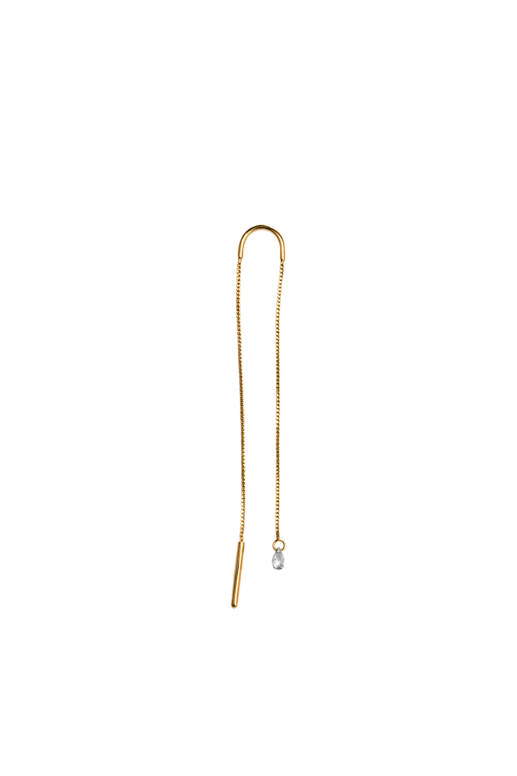 Orecchini Filo in Oro Giallo e Gocce di Diamante