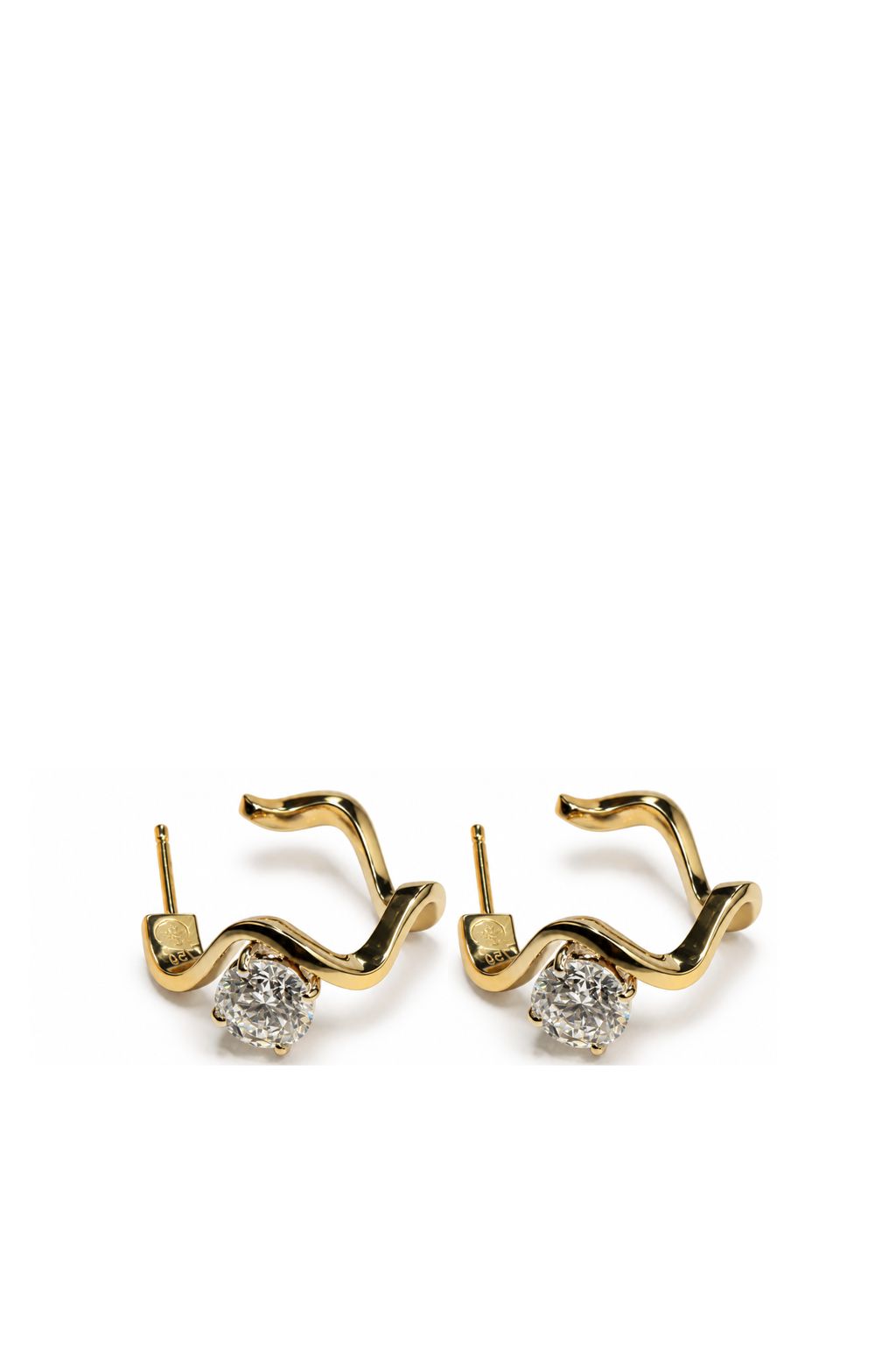 Onda Yellow Gold Earrings with Solitaire Diamond