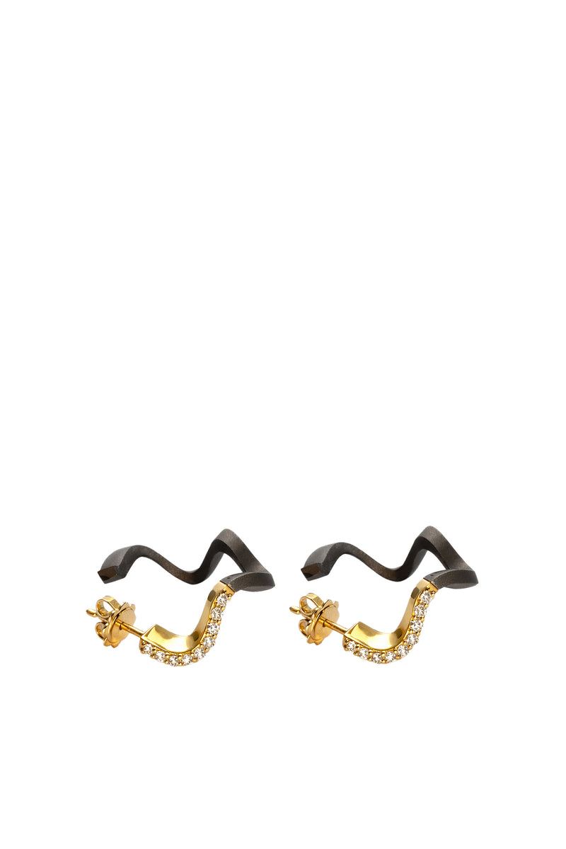 Wave Earrings with Yellow Gold and Diamonds
