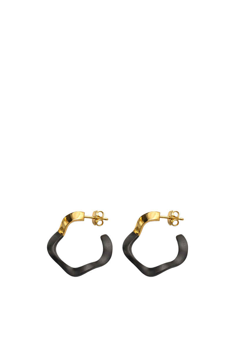 Wave Earrings with Yellow Gold and Diamonds