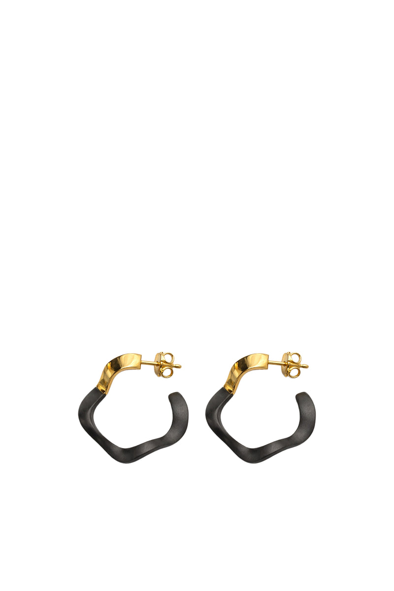Wave Earrings in Titanium and Yellow Gold