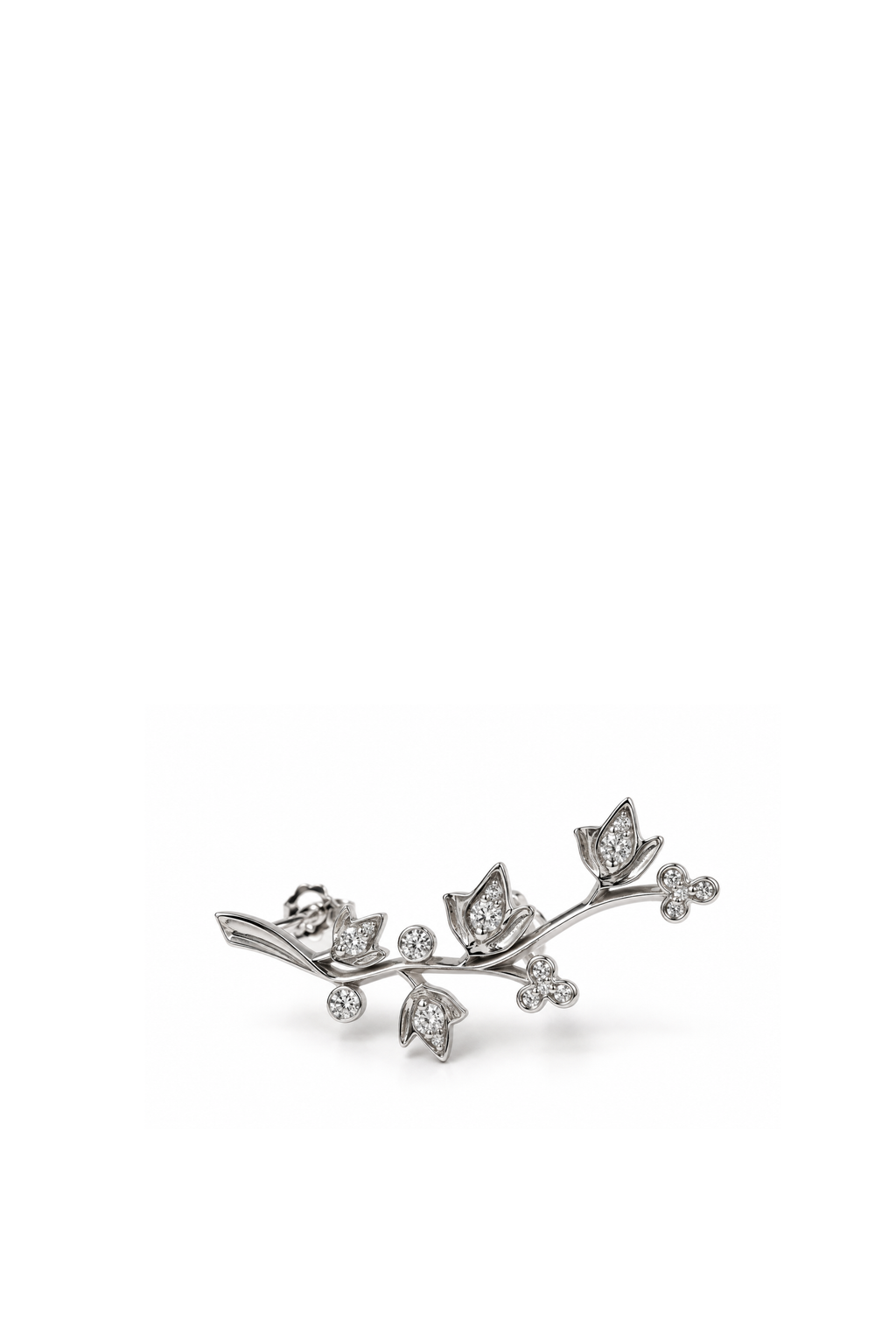 Flowers White Gold and Diamond Earrings