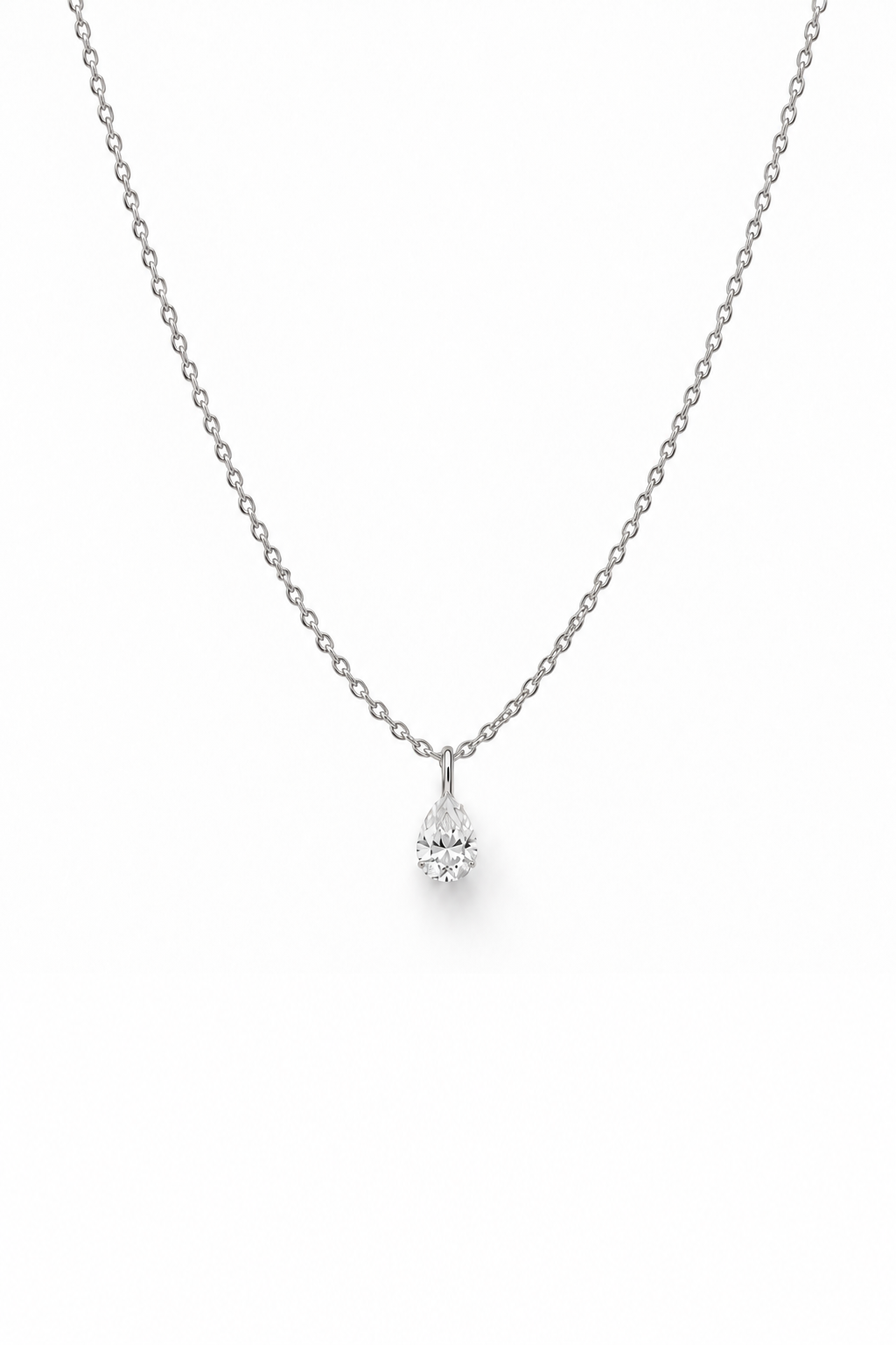 Rolo chain with Diamond Drop in White Gold