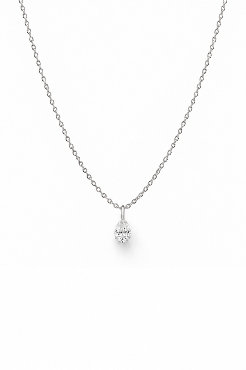 Rolo chain with Diamond Drop in White Gold