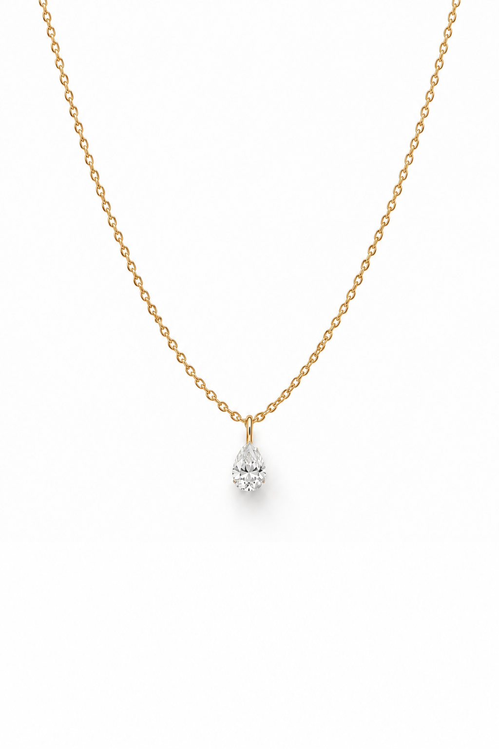 Rolo chain with Diamond Drop in Yellow Gold