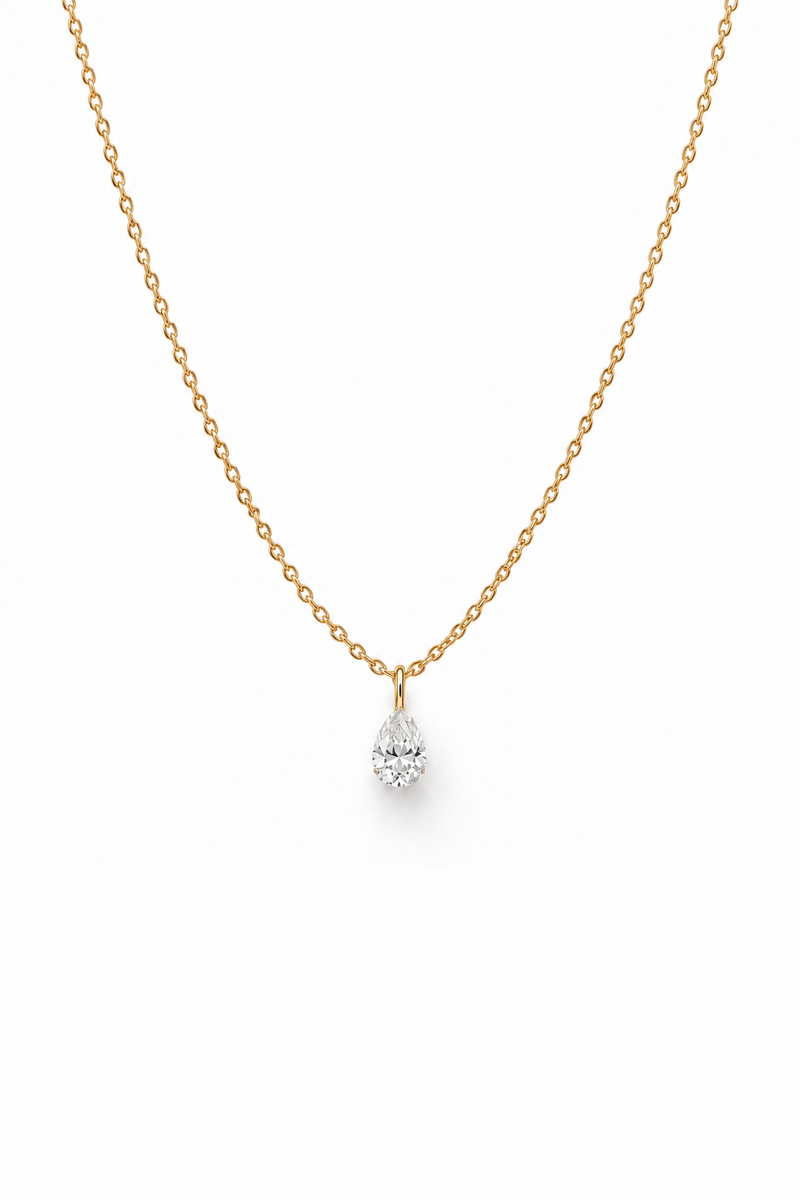Rolo chain with Diamond Drop in Yellow Gold