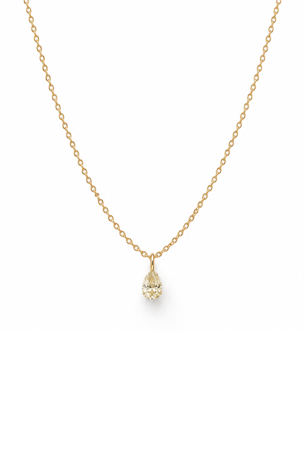 Rolo chain with Yellow Diamond Drop in Yellow Gold