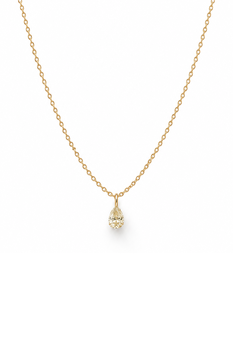 Rolo chain with Yellow Diamond Drop in Yellow Gold