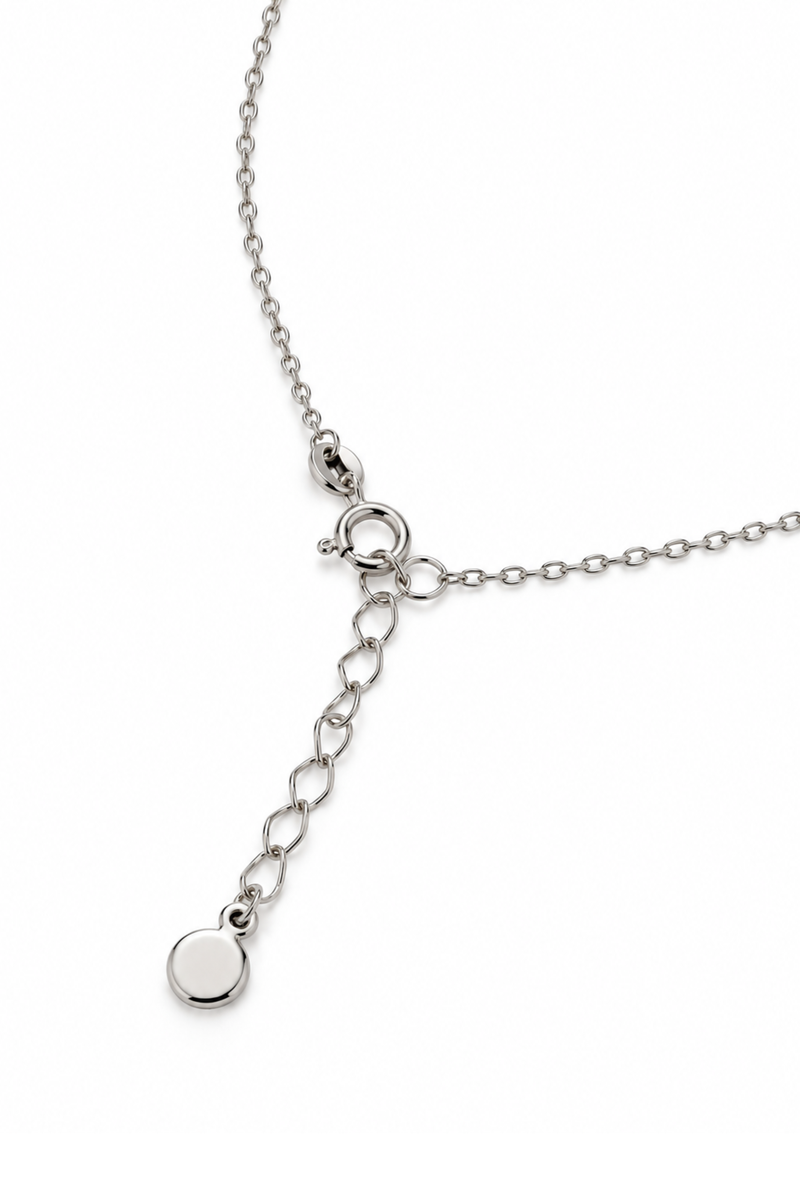 Rolo chain with Diamond Drop in White Gold
