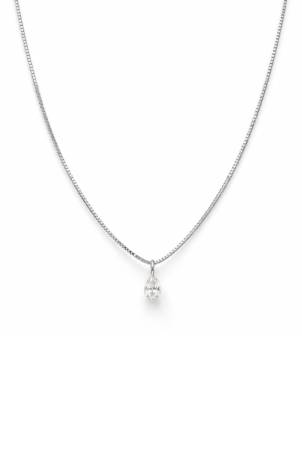 Catena veneziana con Goccia di Diamante in Oro Bianco