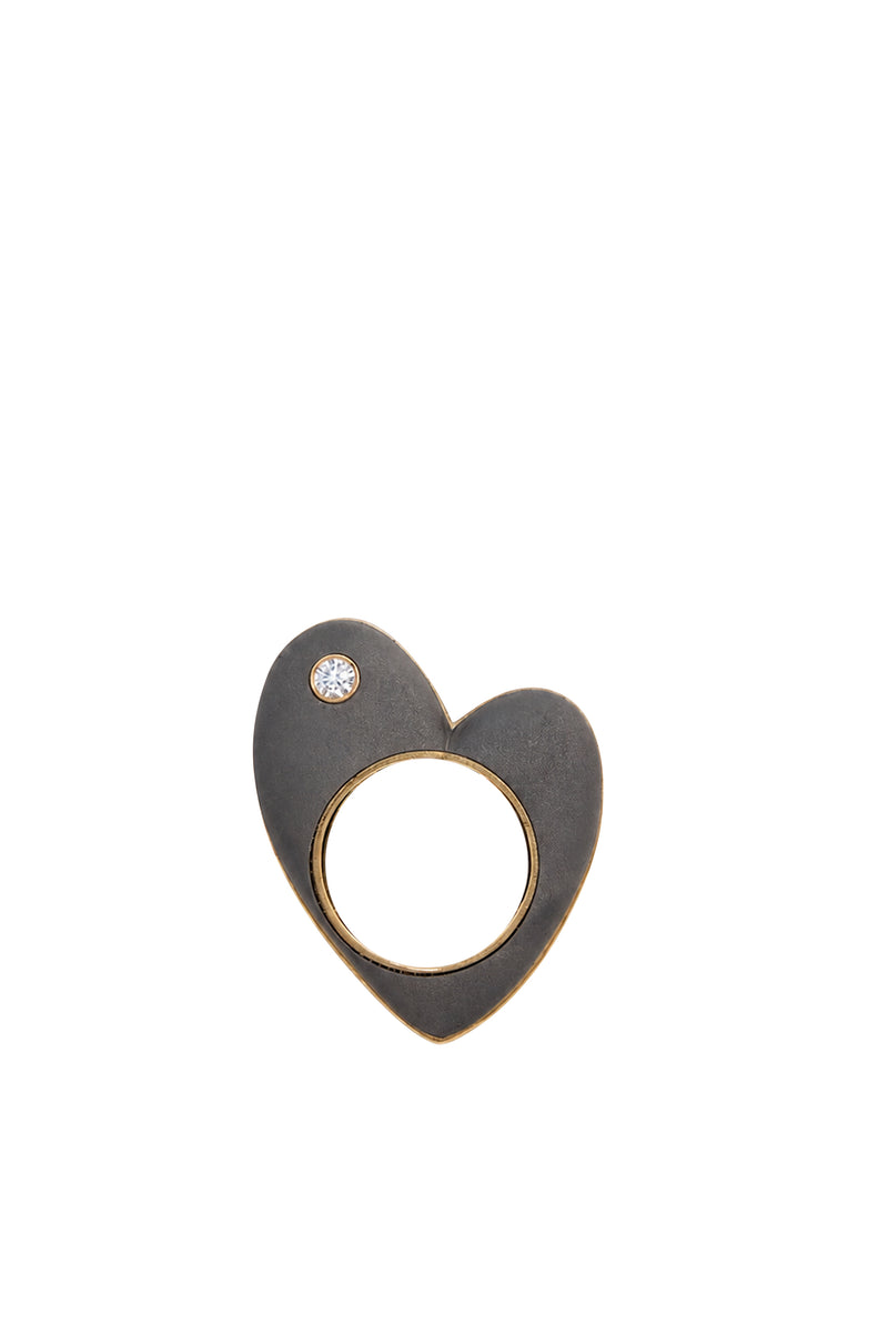 Wrong Heart Ring in Titanium and Yellow Gold