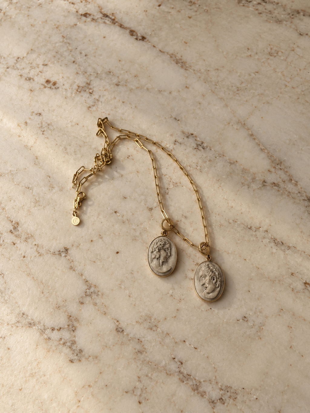 Achille Pendant in Lava Stone and Yellow Gold