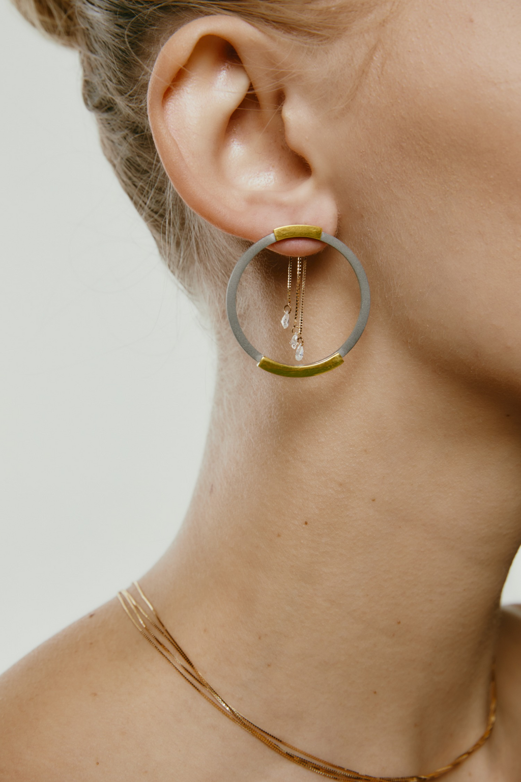 Wave Earrings with Yellow Gold and Diamonds
