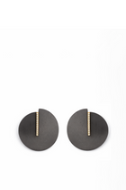 Mini Circle Earrings in titanium and Yellow Gold with Diamonds